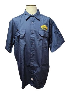 Carhartt Navy Short-Sleeve Work Shirt with Embroidered Chest Patch